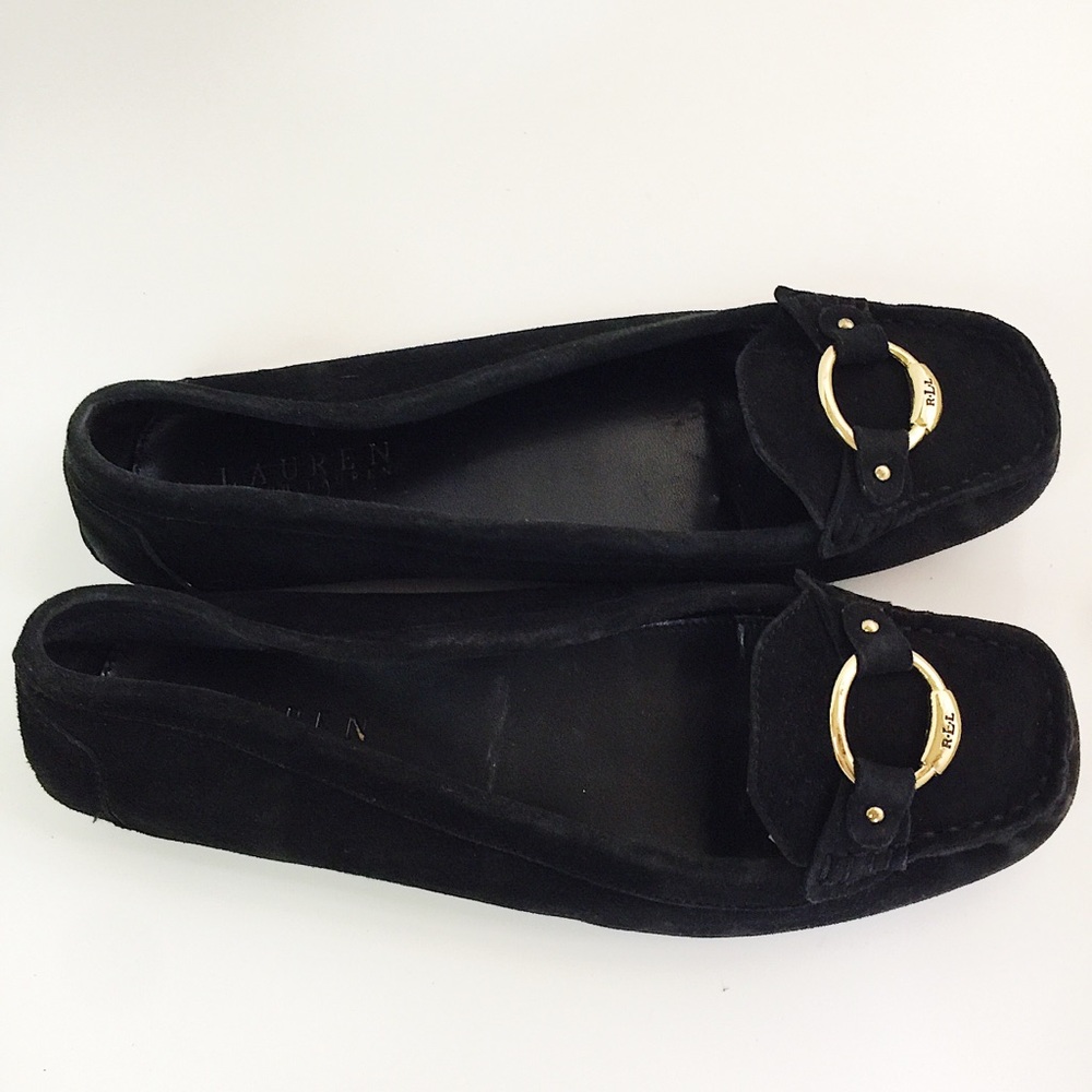 Lauren Ralph Lauren Black Suede Driving Flats 9.5 - Picture 3 of 8